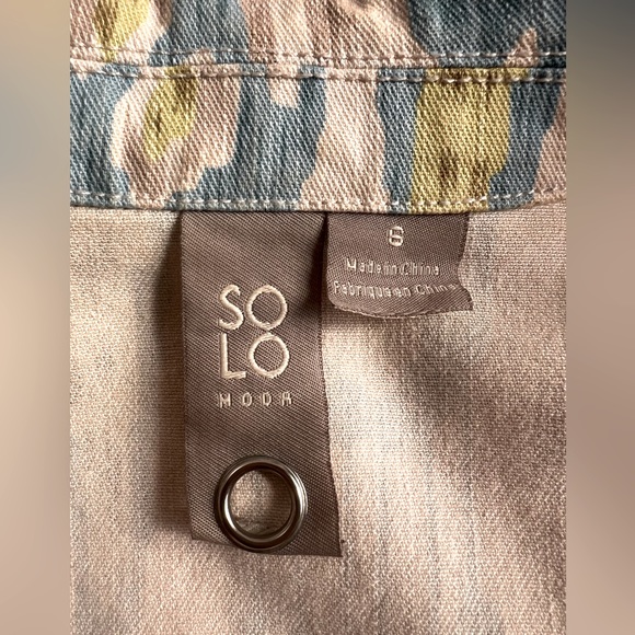 SOLO Moda Floral Print Beige Jacket Sz 6 - Picture 9 of 9